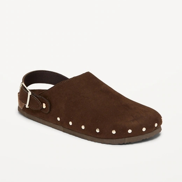 NWT Old Navy Dark Brown Clogs with GOLD Accents - Picture 1 of 6